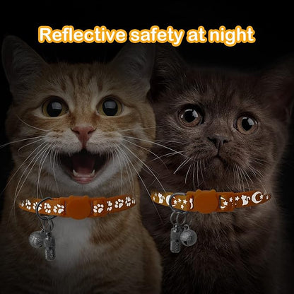 LLHK 2 Pack Breakaway Cat Collars & 2 Pcs Name Tags, Reflective Safety Kitten - Image 3