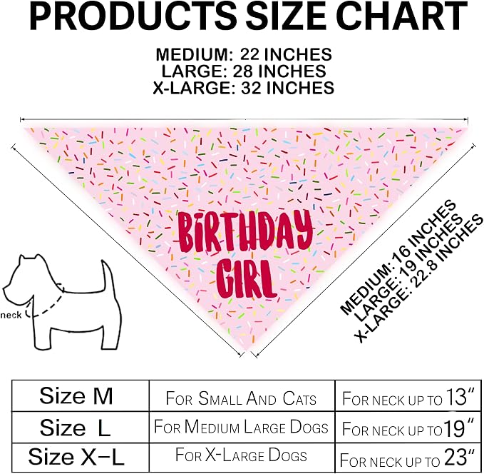 Birthday Girl Dog Bandanas 1 Pack, HBD Pet Scarves - Image 7