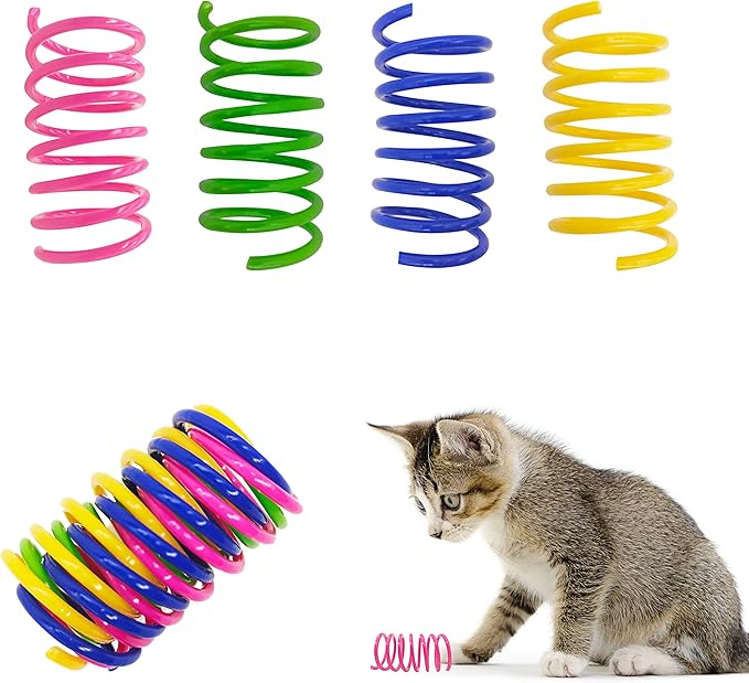 Cat Spring Toys 30 Packs, Plastic Colorful Springs Cat Toys by YULOYI
