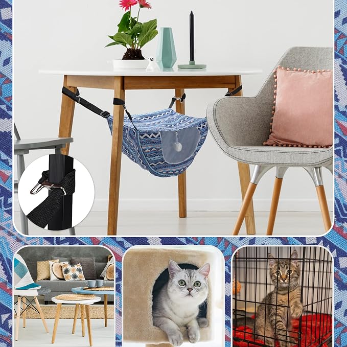 Unittype 2 Pieces Cat Cage Hammock Hanging Pet Bed Double Layer Soft Plush - Image 4