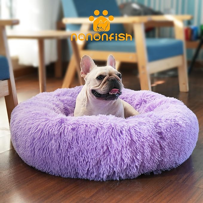 Calming Donut Dogs Beds for Small Dogs Washable, 23inch Plush Round Pet Bed for - Image 6