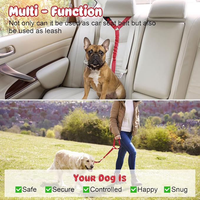 BWOGUE Pet Dog Cat Seat Belts, Car Headrest Restraint Adjustable Safety Leads - Image 7