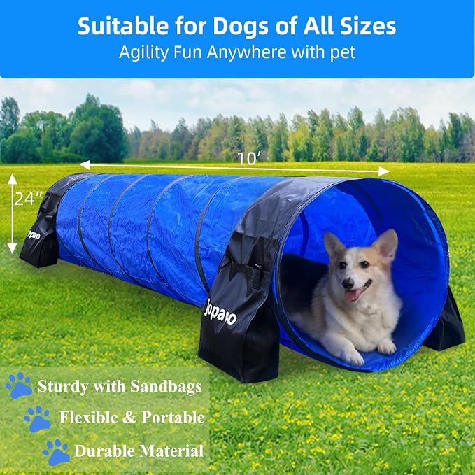 Dog Agility Training Equipment Tunnel:JOPAVO 10 Foot Agility Tunnel - Image 2