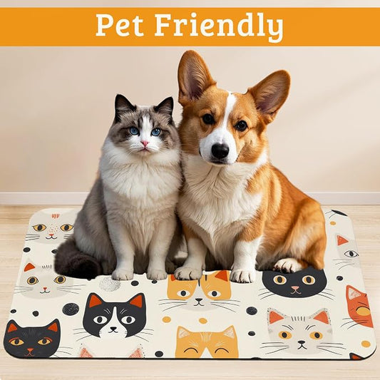 Cats Dog Cat Food Mat, Absorbent Waterproof Placemat - Image 2