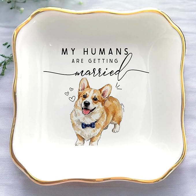 Custom Pet Portrait Watercolor Ring Dish, My Humans Are Getting Married Jewelry by Anniversaree