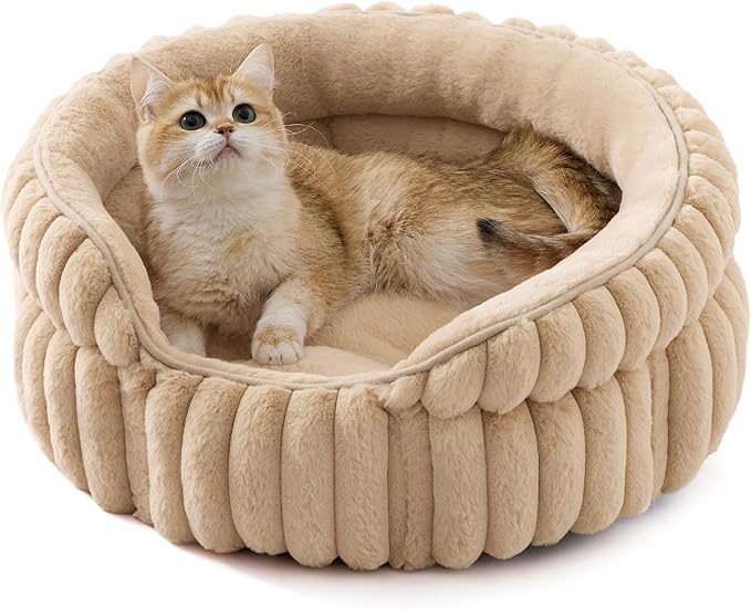 Bedsure ComfyFleece™ Small Cat Bed, Washable Round Cute Pet Beds by BEDSURE