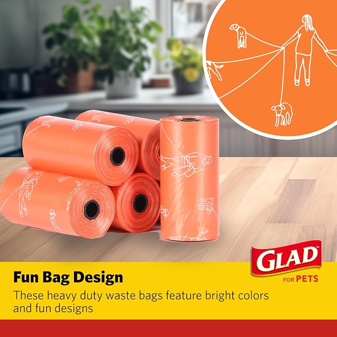 Glad for Pets Large Dog Waste Bags, Tear-Resistant, 16 Rolls | Heavy Duty Dog - Image 6