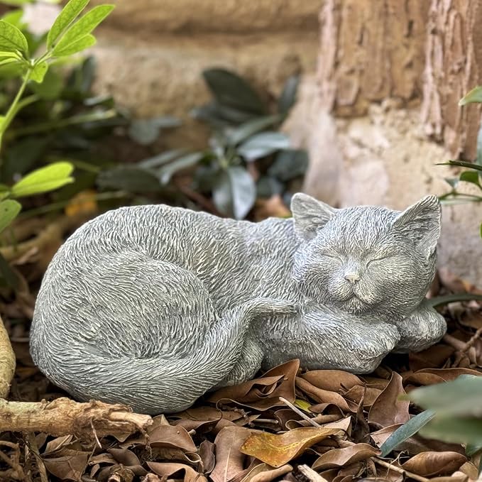 Cats Memorial Stone Garden Statue, Pet Statues Gifts by GardenWhisper