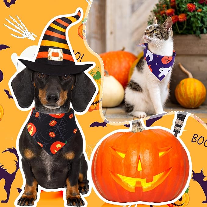 Abbylike 50 Pcs Halloween Dog Bandanas Bulk Pumpkin Bandanas - Image 4