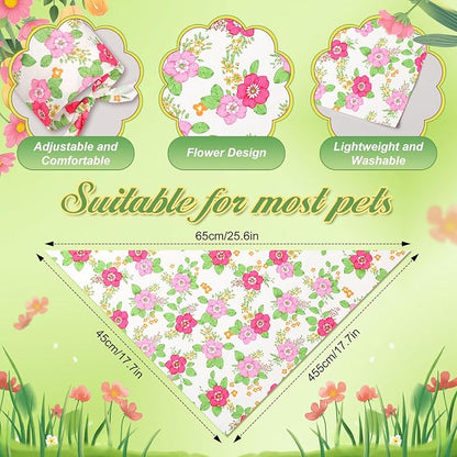 200 Pcs Spring Dog Bandanas Bulk Floral Dog Bandanas - Image 3
