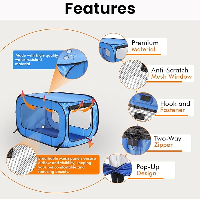 Beatrice Home Fashions Portable, Collapsible, Pop Up Kennel Travel Cat and Dog - Image 4