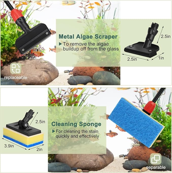 hygger Multi-Use Fish Tank Cleaner, 6 in 1 Aquarium Cleaning Tools Kit - Image 6