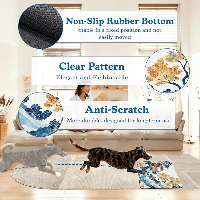 Japanese Wave Tree Dog Food Mat–Christmas Stocking Absorbent Quick Dry Feeding - Image 4