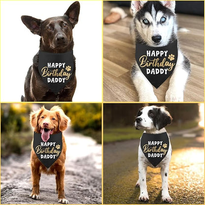 Happy Birthday Daddy Dog Bandana Black Puppy Bandanas Birthday Decorations - Image 4