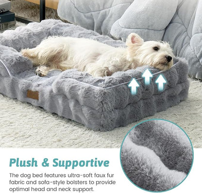 Orthopedic Dog Bed for Large Medium Size Dog, Soft and Warm Faux Fur Sofa for - Image 4