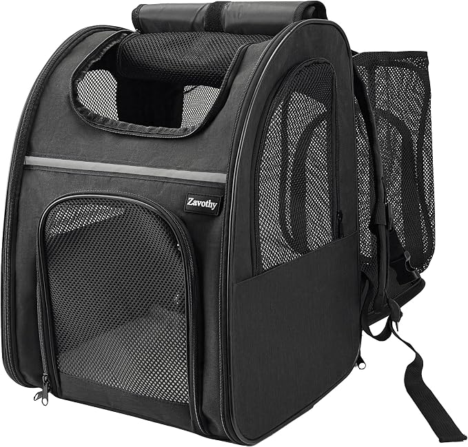 Zavothy Cat Backpack Carrier, Expandable Airline Approved Pet Backpack by Zavothy
