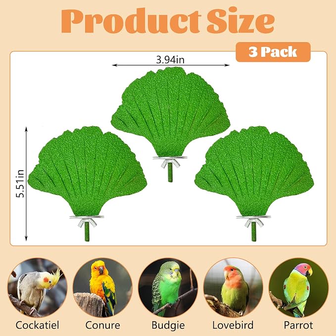 3 Pcs Parrot Perch Resin Bird Beak Grinding Stone Leaf Shape Perch Stand Foot - Image 3