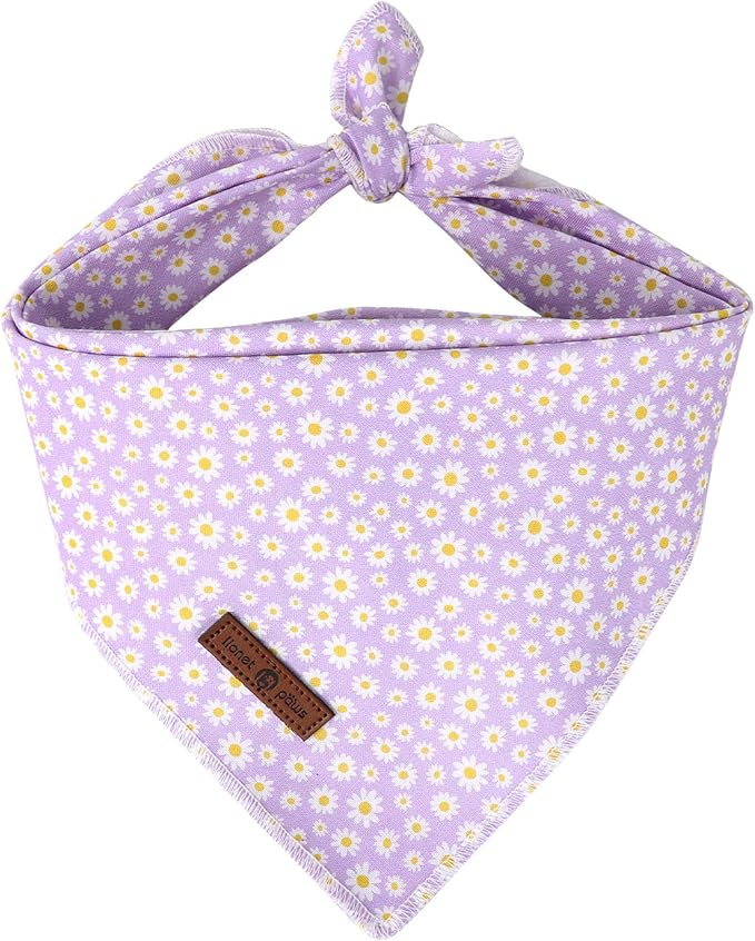Lionet Paws Spring Daisy Dog Bandana Washable Cotton Handkerchief Scarf by lionetpaws