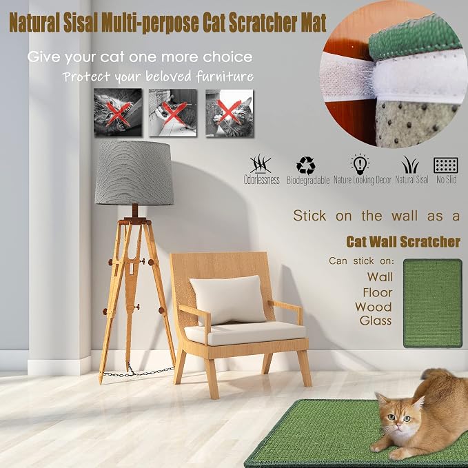 Cat Scratcher Mat, 23.6x15.7inch Natural Sisal Cat Scratchers - Image 6