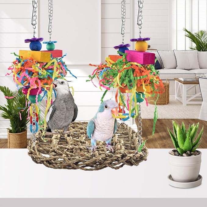 KATUMO Conure Toys, Bird Grass Swing Mat Parrot Climbing Hammock - Image 6