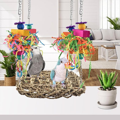 KATUMO Conure Toys, Bird Grass Swing Mat Parrot Climbing Hammock - Image 6