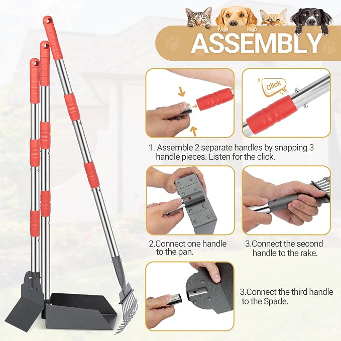 Heeyoo Dog Pooper Scooper, Dog Poop Tray and Rake Set, Pet Waste Removal Scoop - Image 4