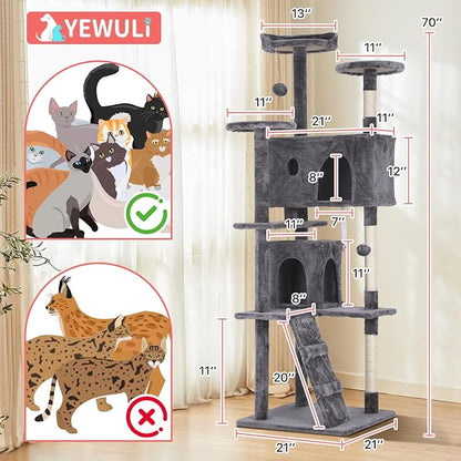 70in Cat Tree Cat Climbing Tower - Image 7