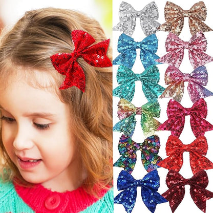 3-inch Sequined Bow Hair Clips For Baby Girls, Kids and Young Women Birthday - Image 6