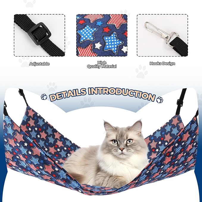 Cat Hammock for Cage Hanging Reversible 2Pack, Pet Hammock Bed Adjustable - Image 2