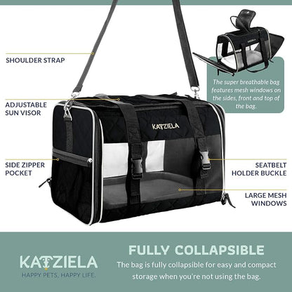 Katziela Deluxe Quilted Airline Approved Pet Dog & Cat Carrier - Image 3