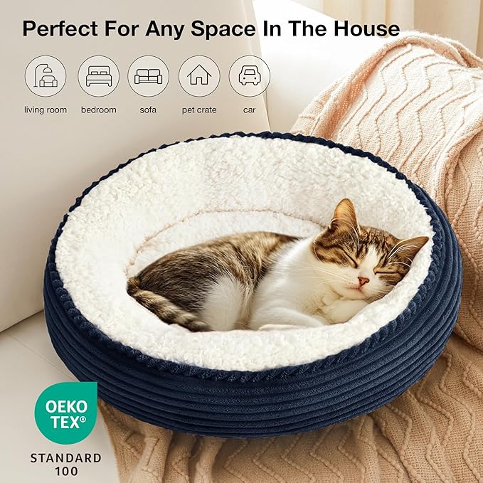 Love's cabin Round Donut Cat and Dog Cushion Bed, 20in Pet Bed - Image 6