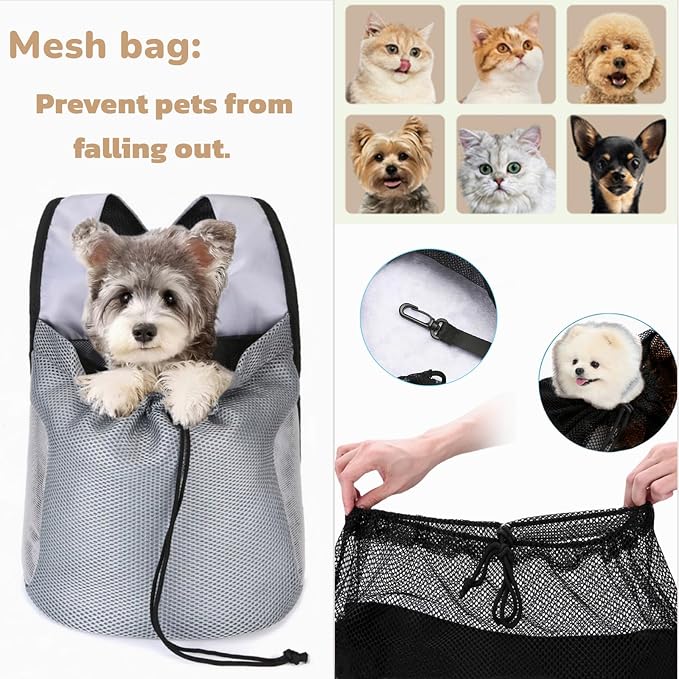 Dog Front Carrier Backpack, Ventilated Mesh Puppy Back Pack - Image 4