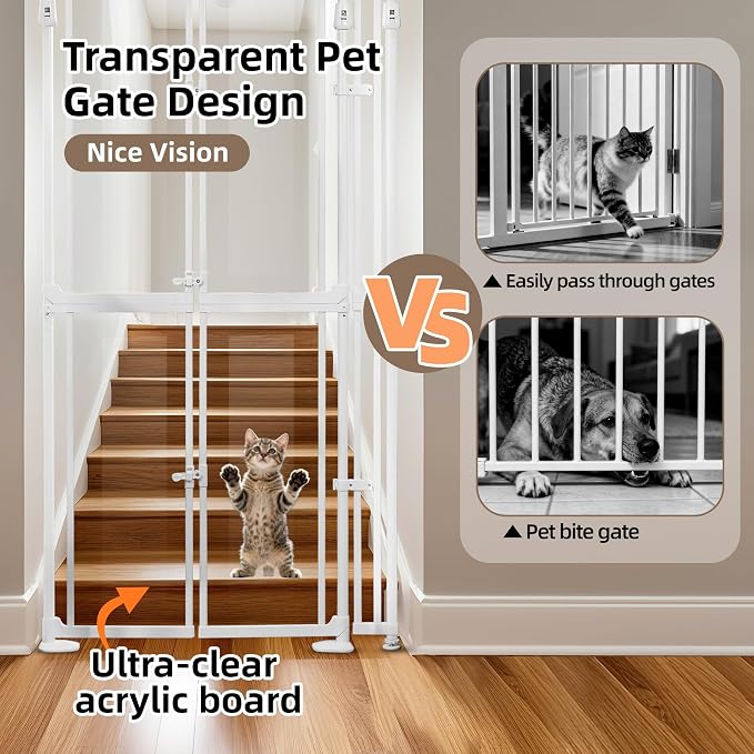 74.80-98.43'' Extra Tall Cat Gate, Adjustable 33.86 and 41.7" Wide, Transparent - Image 2