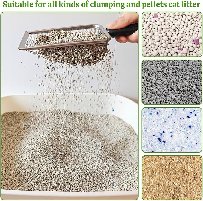 2Pcs Cat Litter Scoop Metal Stainless Steel Mesh Kitty Litter Scoop - Image 4