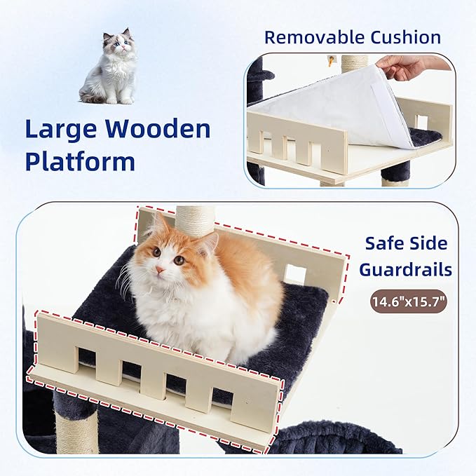 Cat Tree for Indoor Cats Large Adult, Heavy Duty Cat Tree for Large Cats 20 lbs+ - Image 2