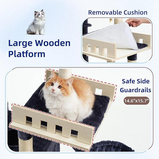 Cat Tree for Indoor Cats Large Adult, Heavy Duty Cat Tree for Large Cats 20 lbs+ - Image 2