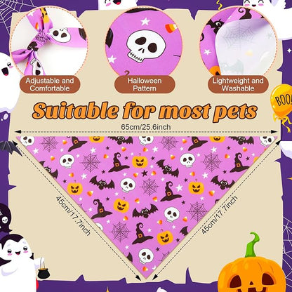 Weewooday 50 Pcs Halloween Dog Bandanas Bulk Pumpkin Ghost Bandanas - Image 3
