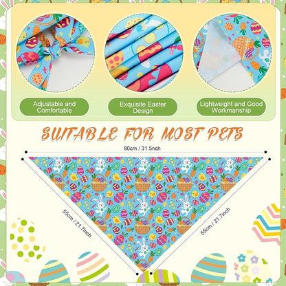 Abbylike 50 Pcs Easter Dog Bandanas Bulk Bunny Egg Carrot Bandanas - Image 3