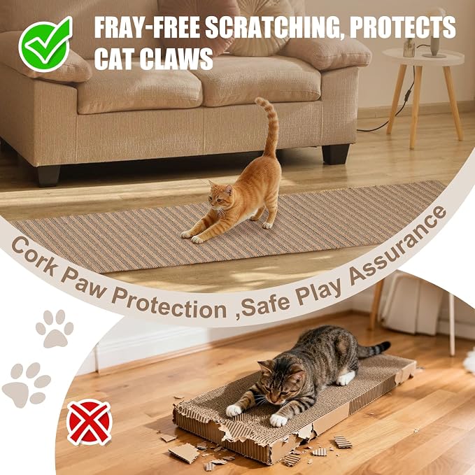 Natural Cork-Cat Scratcher Mat-Cat Scratch Pad Rug-cat Couch Protector-Wall - Image 2