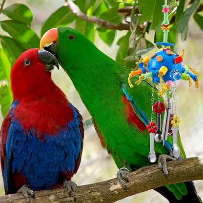 3 Pcs Extra Large Bird Parrot Toy Multicolored Natural Wooden Parrot Cage - Image 4