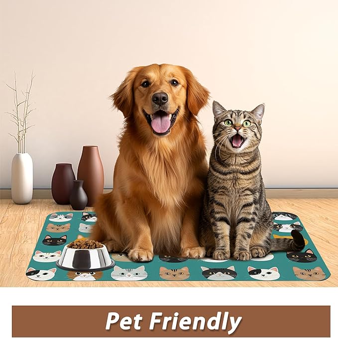 Cute Cat Dog Food Mat, Absorbent Pet Feeding Mat - Image 6