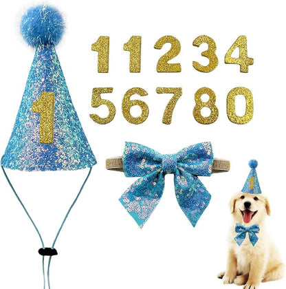 Christmas Pet Party Jazz Hat and Blingbling Bow Tie Breakaway Collar Set by Arogheiz