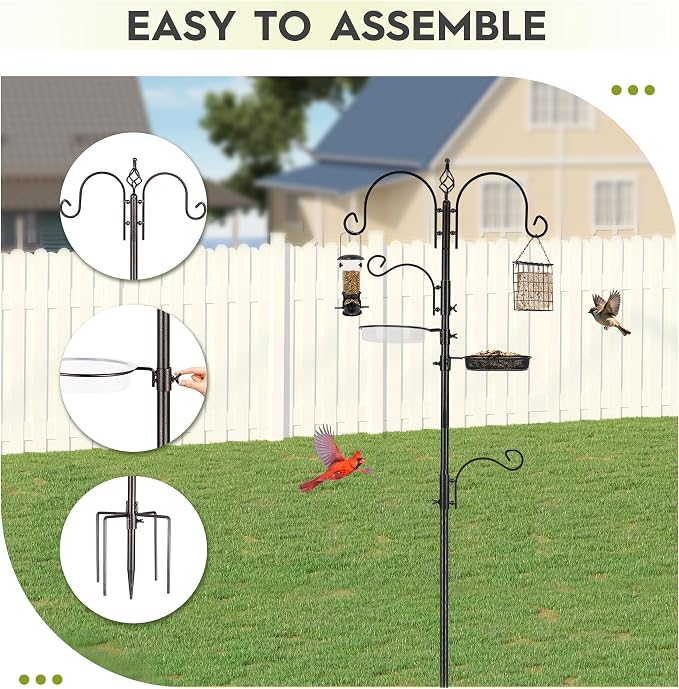 ERYTLLY Bird Feeding Station Kit Bird Feeder Pole Wild Bird Feeder Hanging Kit - Image 7