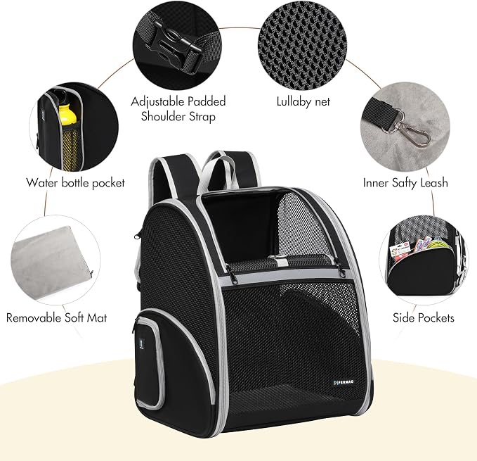 Pet Backpack Carrier, Large Cat Carrier Backpack Up to 20 Lbs - Image 8