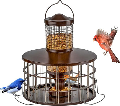 Upgraded Squirrel Proof Bird Feeders, 3Lbs Capacity Caged Bird Feeder, by MoslolyLLC