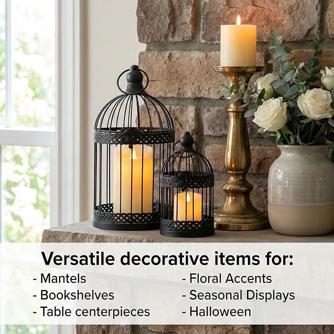 VELA LANTERNS Bird Cage Decor Candle Holder Lantern Decorative Table - Image 2