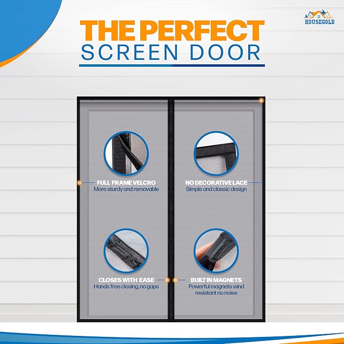 Magnetic Closure Screen Door for 62"x81" French Door Sliding Door Pet and Dog - Image 6