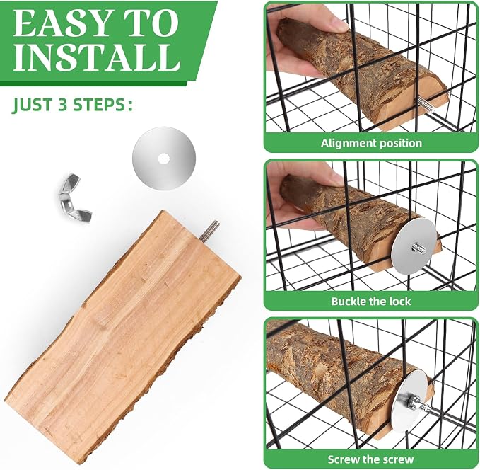 2PCS Natural Wood Bird Perch Platform - Image 5