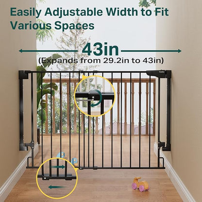 Cumbor 29.2–43" Baby Gate for Stairs, Wall-Mounted, Expandable No Bottom Bar - Image 9