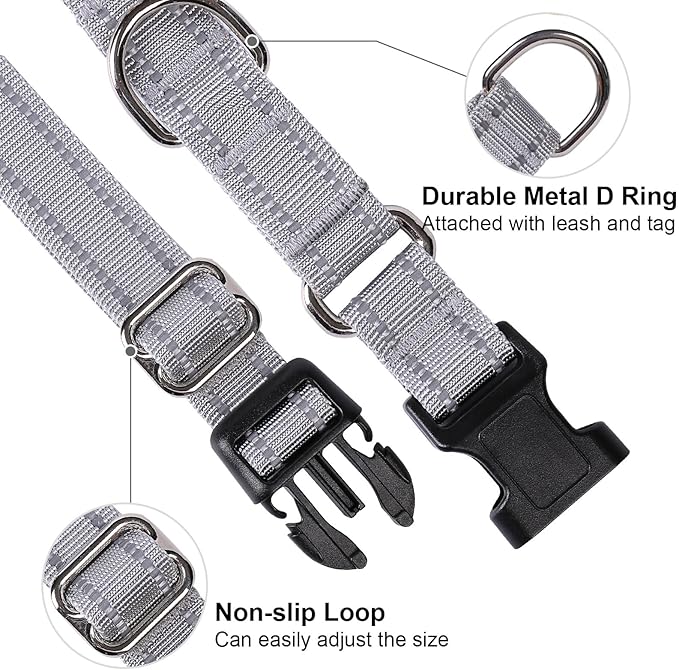Martingale Dog Collar, Adjustable Nylon Reflective Collar - Image 3